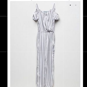 Tilly’s striped cold shoulder girls jumpsuit